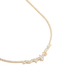 Silver Cubic Zirconia Pear Shaped Pendants Necklace