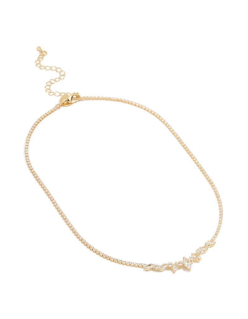 Collier de pendentifs en zircone cubique en argent en forme de poire