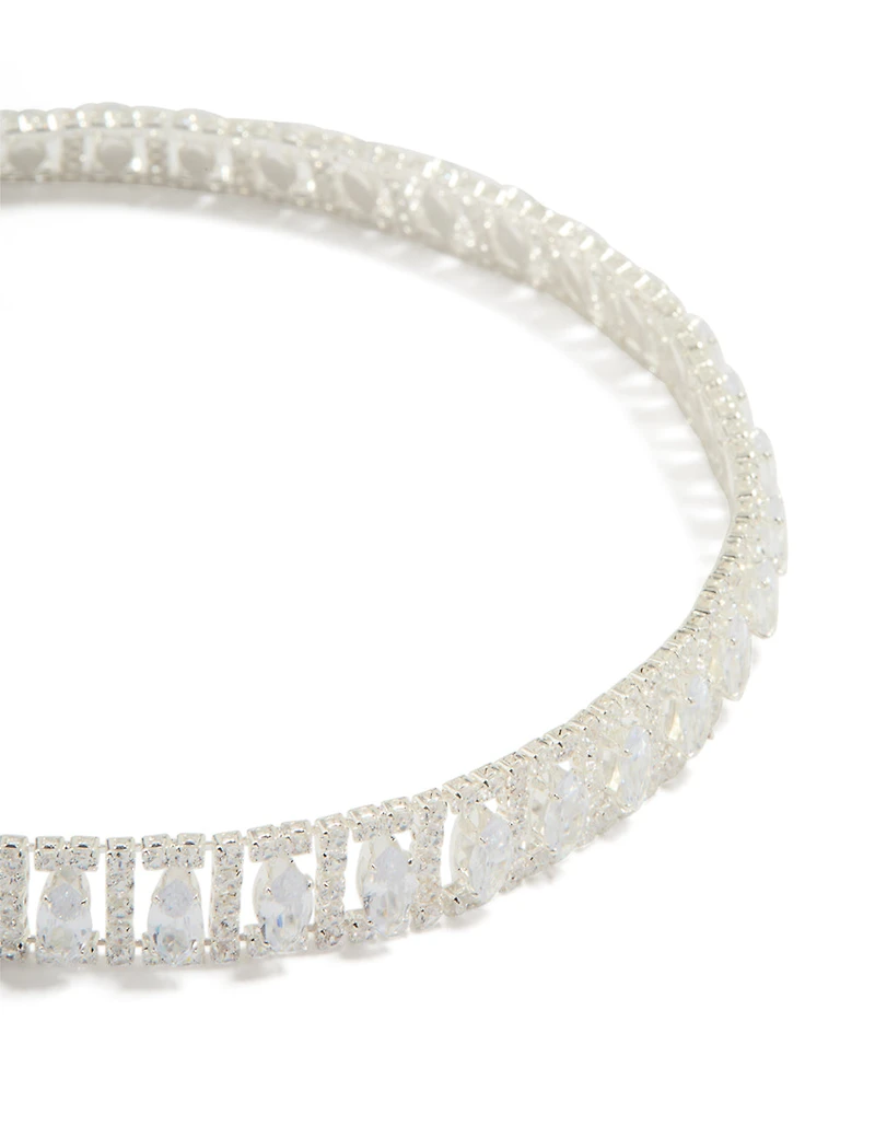 Silver Cubic Zirconia Choker Necklace