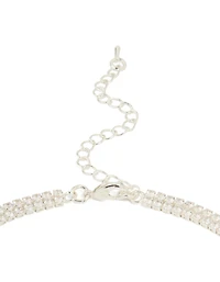 Silver Cubic Zirconia Y-Necklace & Drop Earrings Set