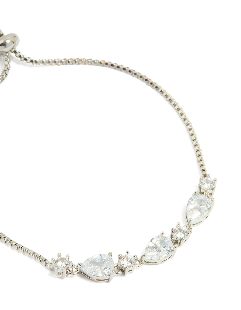 Silver Cubic Zirconia Toggle Bracelet