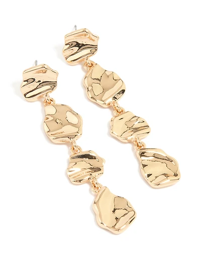 Gold Organic Drop Earrings