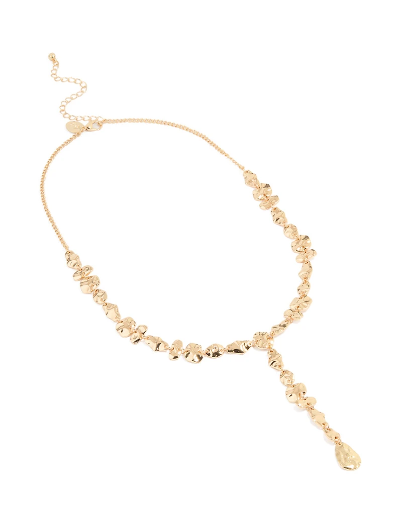 Collier de lariat en forme organique plate en or