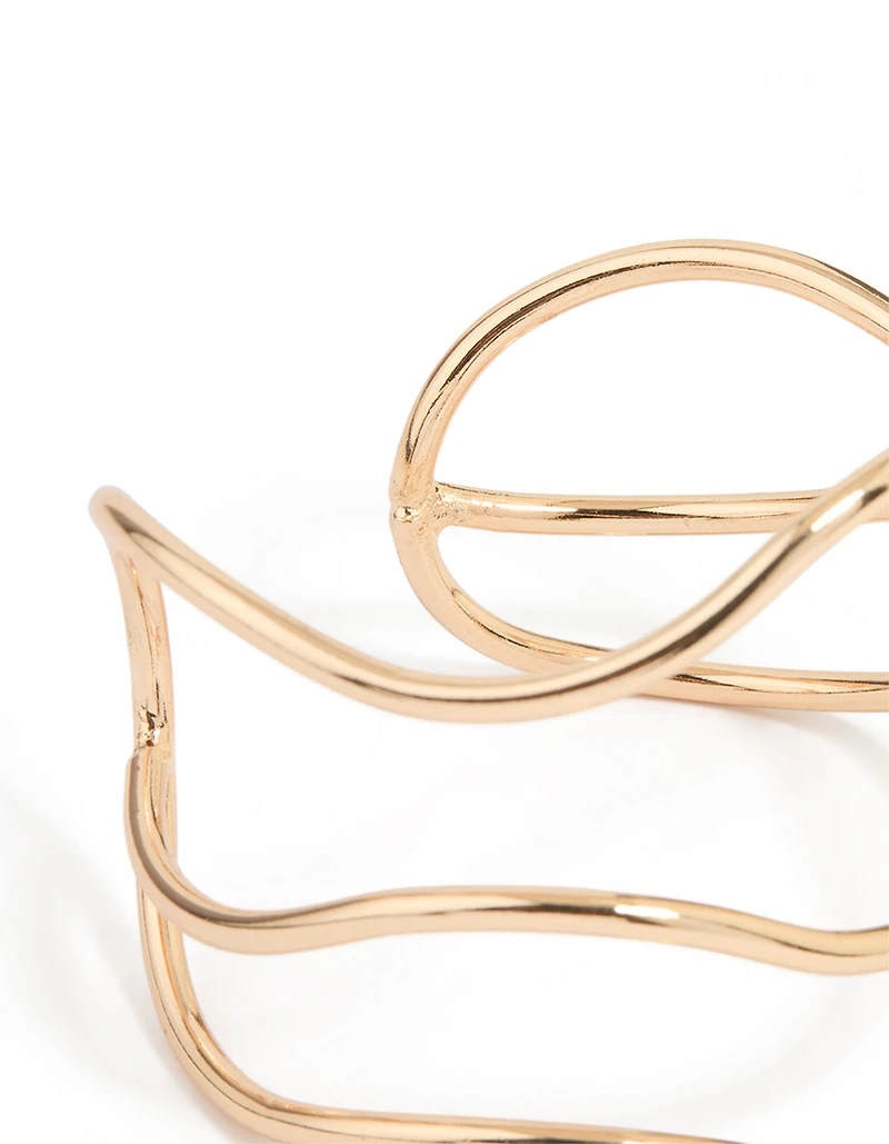 Gold Triangular Squiggle Wrist Cuff
