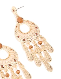 Boucles d’oreilles rustiques en pierre dor-brun pour lustre rustique