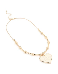 Gold Heart Locket Pendant Necklace