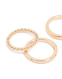 Gold Diamante Dainty & Signet Rings 5-Pack