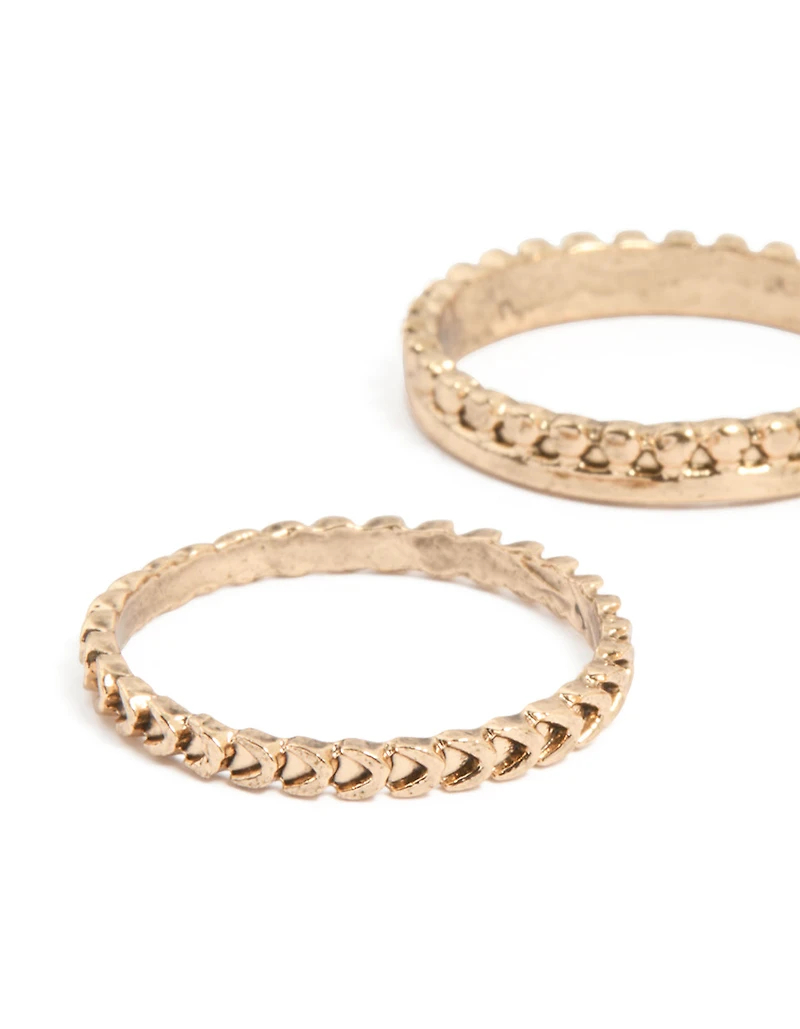 Gold Vintage Pattern Rings 5-Pack