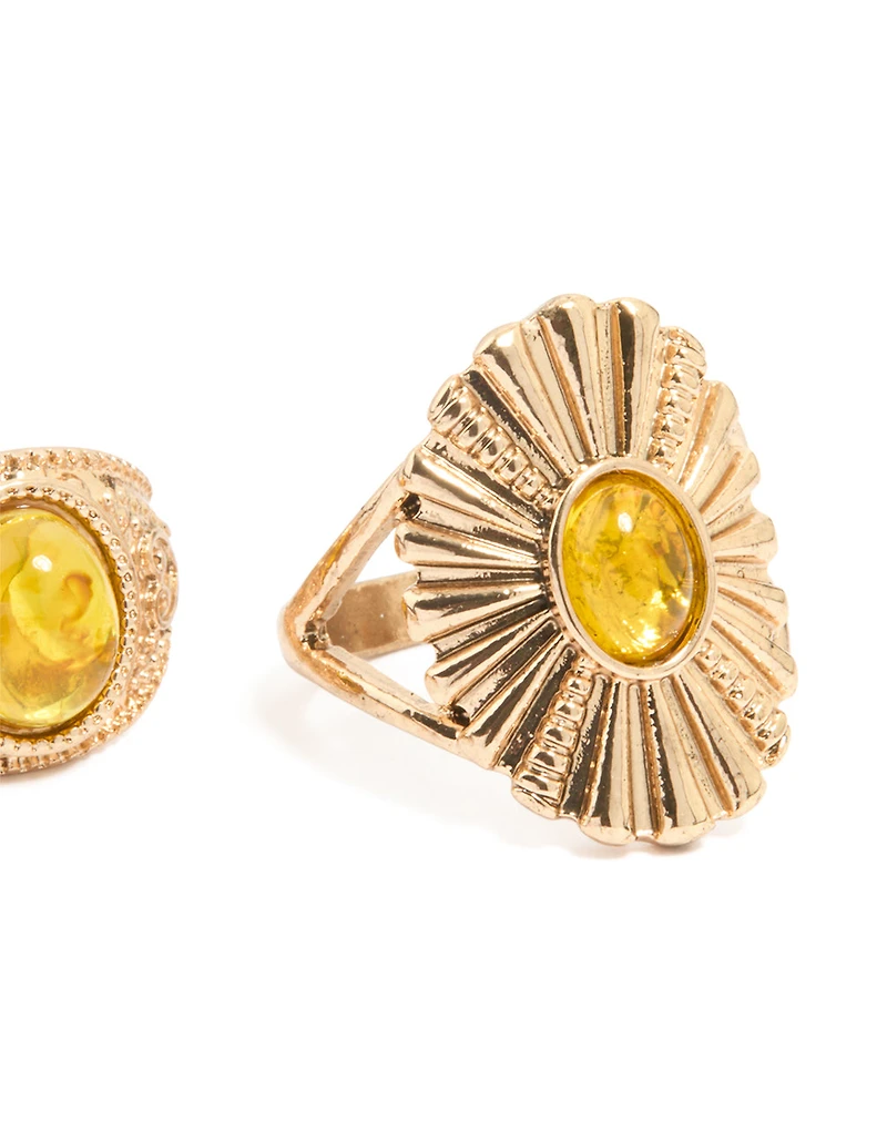 Gold Vintage Pattern Rings 5-Pack