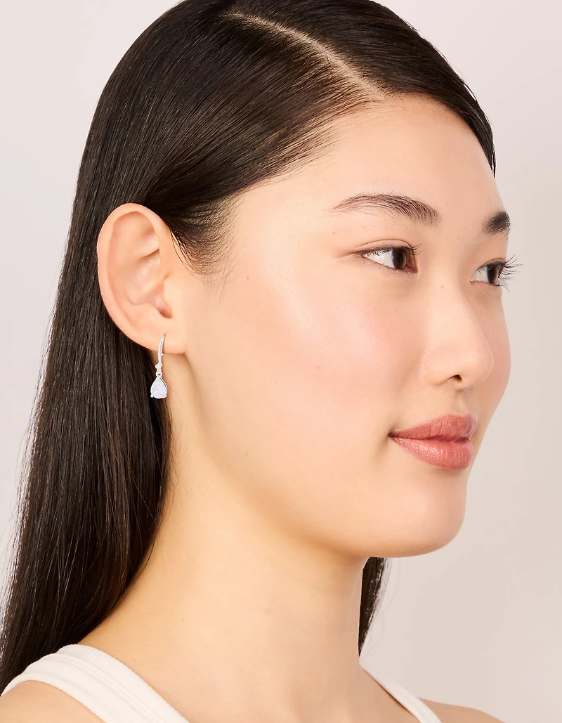 Silver Plated Cubic Zirconia Teardrop Earrings