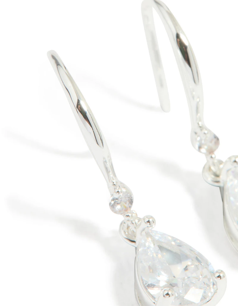Silver Plated Cubic Zirconia Teardrop Earrings