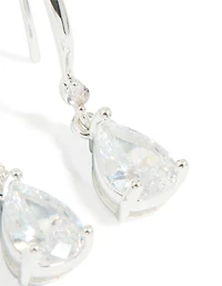 Silver Plated Cubic Zirconia Teardrop Earrings