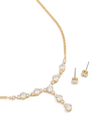 Ensemble de colliers et boucles d’oreilles en zircone cubique en zircone en cube, collier et boucles d’oreilles