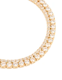 Gold Plated Cubic Zirconia Layered Tennis Bracelet