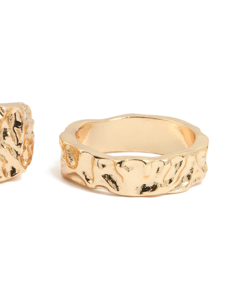 Gold Hammered Organic Rings 3-Pack