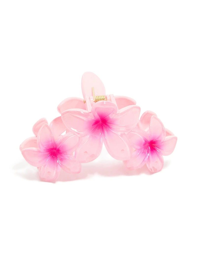Pink Frangipani Trio Claw Clip