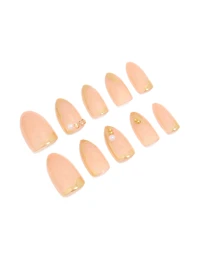 Gold Pearl Tip Press On Nails Set