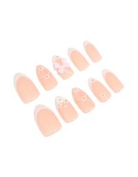 White Floral Mix  Press On Nail Set