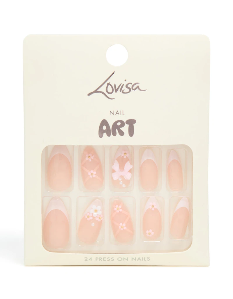 White Floral Mix  Press On Nail Set