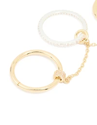 Mixed Metal Cubic Zirconia Multi-Chain Connected Ring