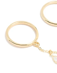 Gold Plated Cubic Zirconia Drop Chain Ring