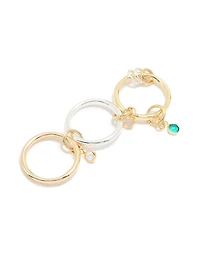 Mixed Metals Cubic Zirconia Pearl Interlocked Layered Ring