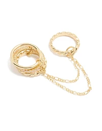 Anneau connecté multi-chaîne en zircone cubique plaqué or