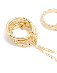 Gold Plated Cubic Zirconia Multi-Chain Connected Ring