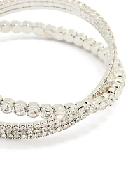 Silver Diamante Crossed Wrist Cuff