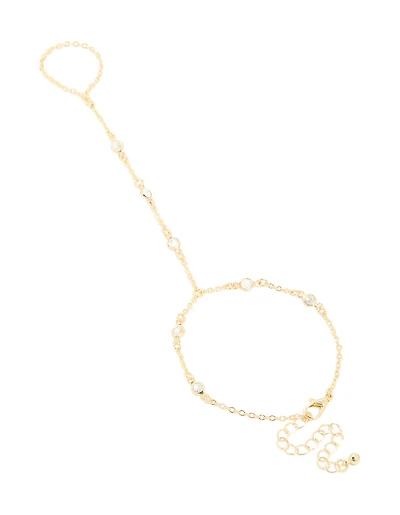 Gold Plated Diamante Hand Chain