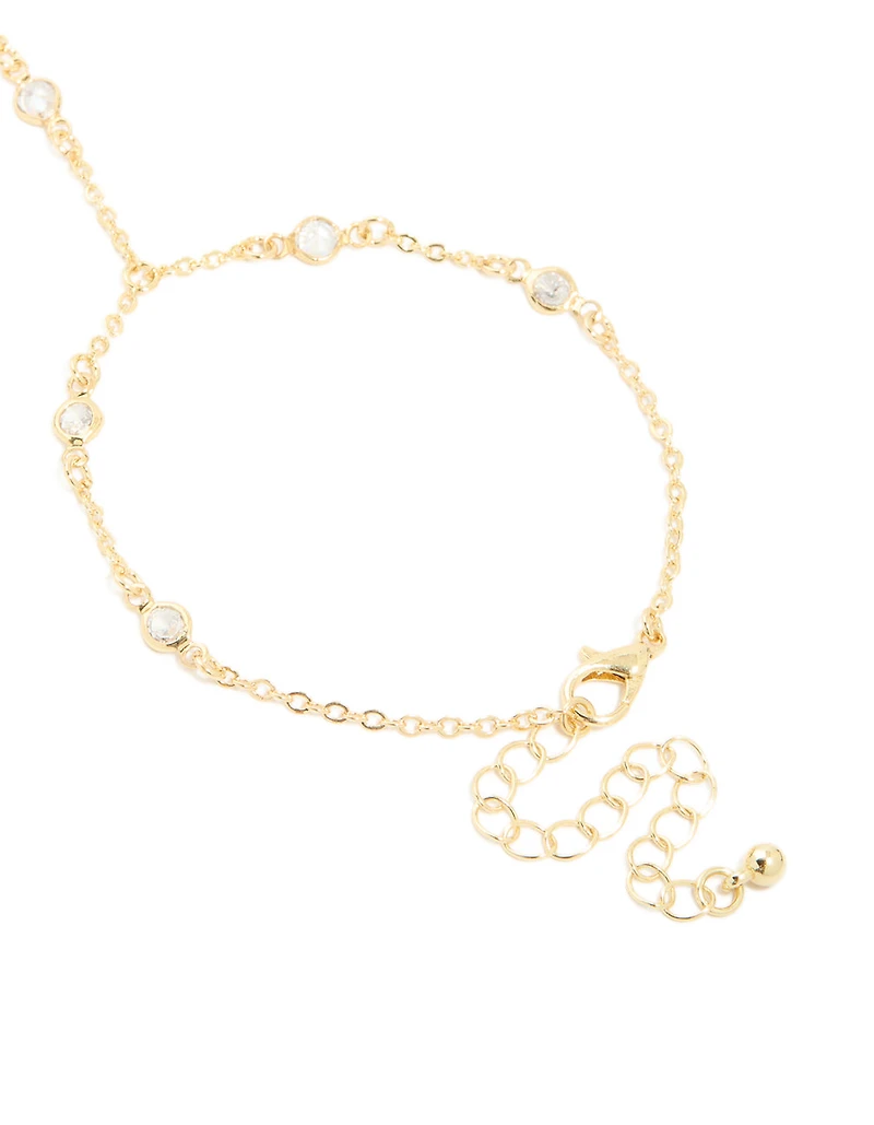 Gold Plated Diamante Hand Chain