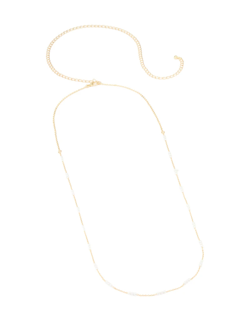 Mini chaîne de taille en perle plaquée or