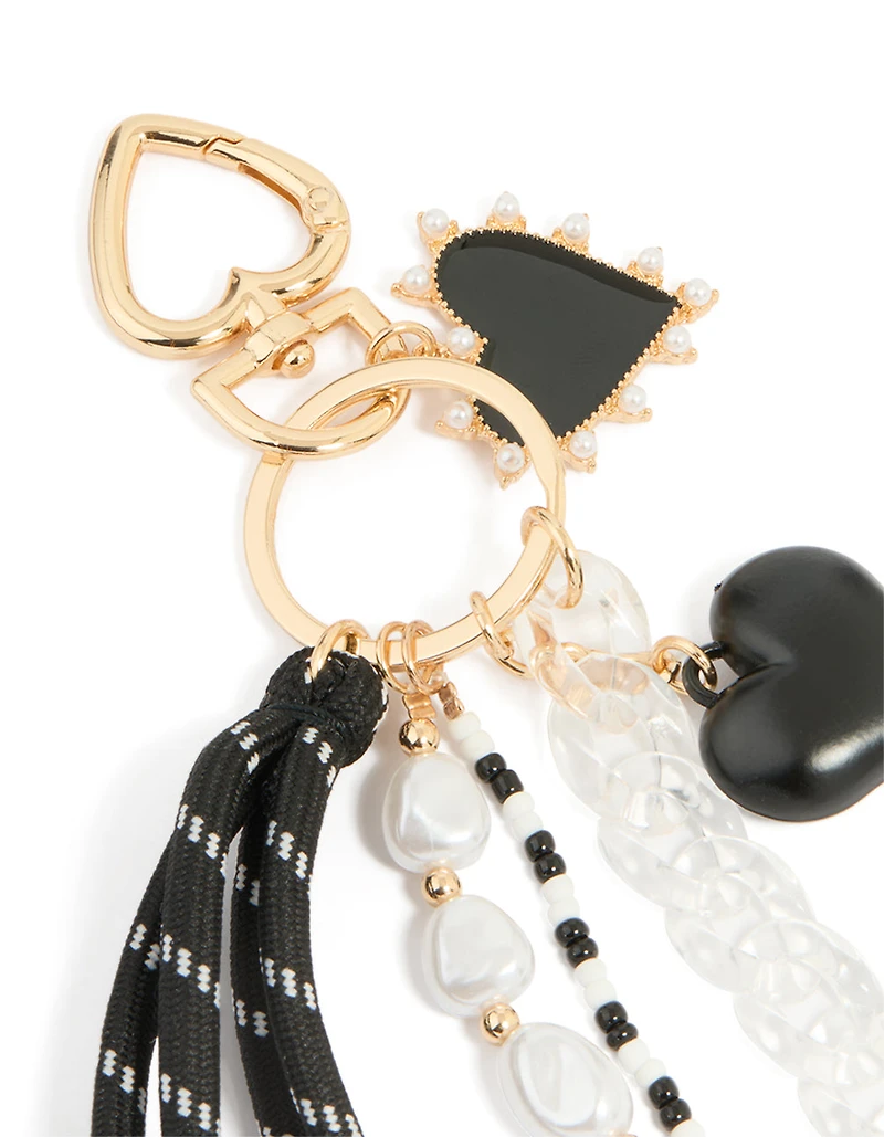 Pearl & Rope Yin Yang Heart Key Chain