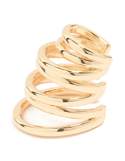 Bracelet d’oreille long en or superposé