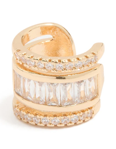 Gold Diamante Long Ear Cuff