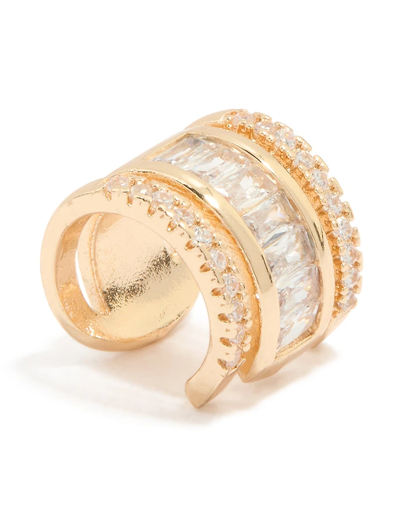 Bracelet d’oreille longue en diamant doré