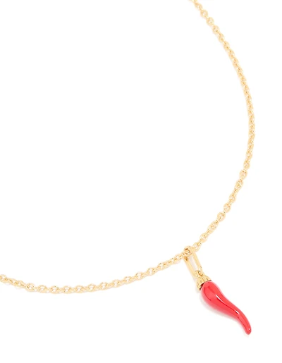 Gold Plated Chilli Pendant Necklace