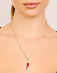 Collier pendentif au piment plaqué or