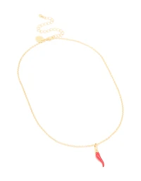 Gold Plated Chilli Pendant Necklace