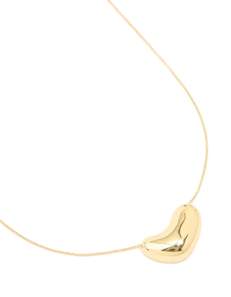 Gold Plated Brass Molten Pebble Pendant Necklace