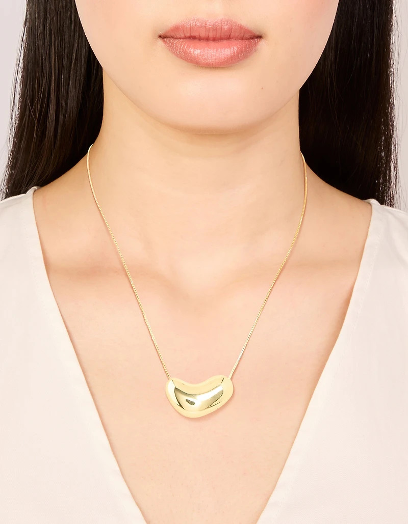 Gold Plated Brass Molten Pebble Pendant Necklace