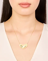 Gold Plated Brass Molten Pebble Pendant Necklace