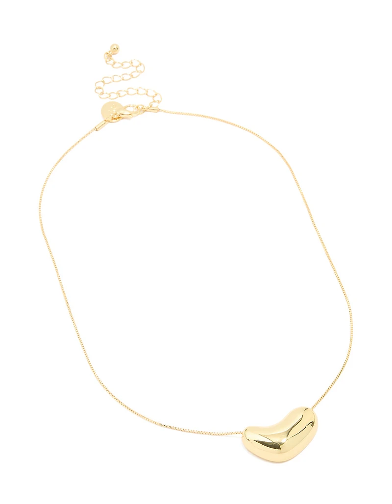 Gold Plated Brass Molten Pebble Pendant Necklace