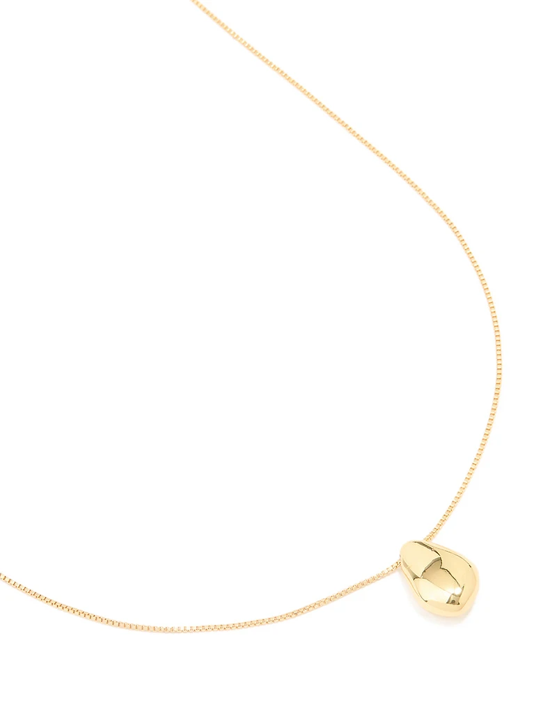 Gold Plated Brass Teardrop Pendant Necklace