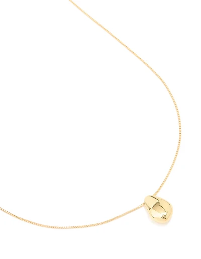 Gold Plated Brass Teardrop Pendant Necklace