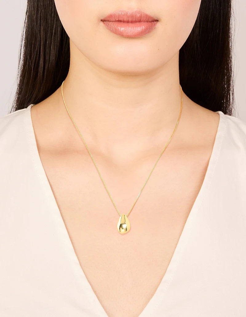 Gold Plated Brass Teardrop Pendant Necklace