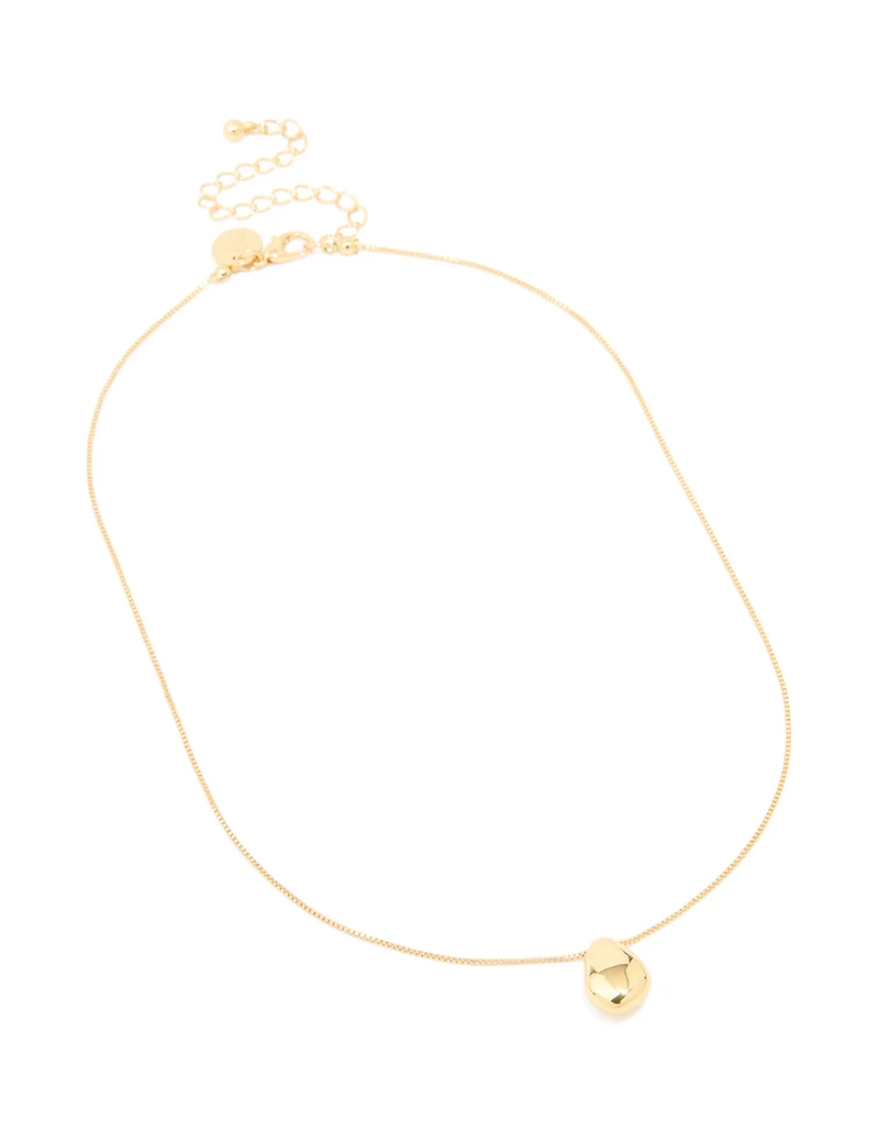 Gold Plated Brass Teardrop Pendant Necklace