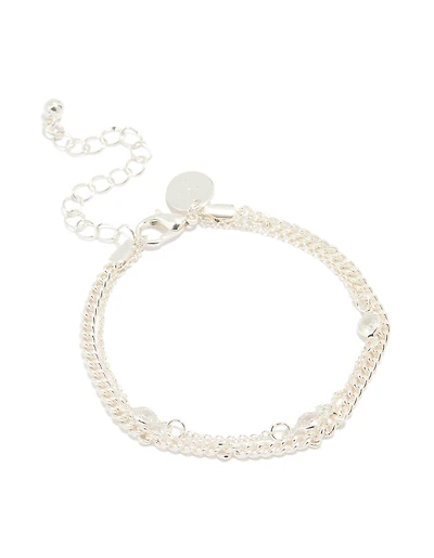 Silver Plated Cubic Zirconia Layered Bracelet