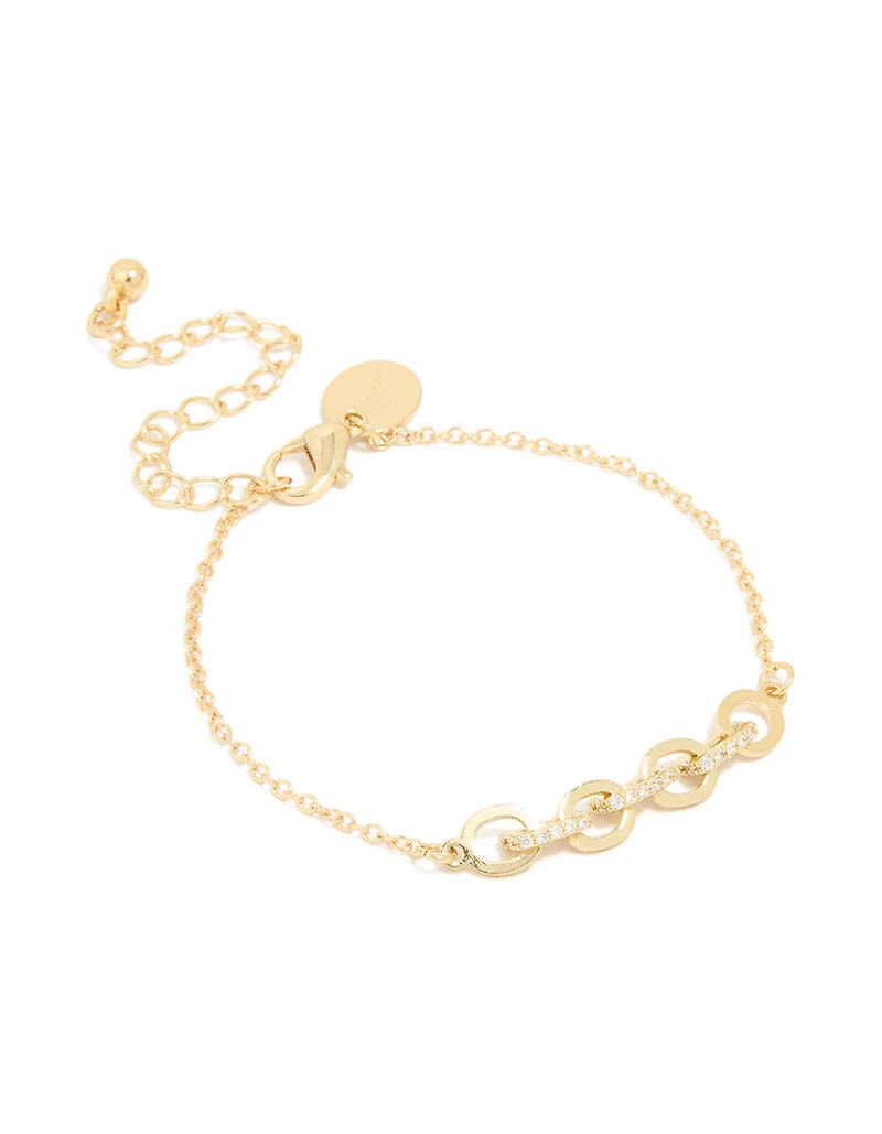 Gold Plated Brass Cubic Zirconia Dainty Link Bracelet