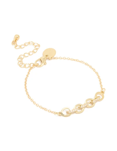 Gold Plated Brass Cubic Zirconia Dainty Link Bracelet